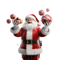 ai gerado santa claus com uma presente png