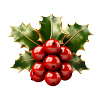 AI generated 3d cherry christmas decoration holly png