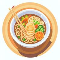 AI generated Ramen Noodle Portrait Avatar Clip Art Gamer Icon Sticker Decoration Simple Background photo