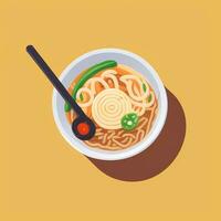 AI generated Ramen Noodle Portrait Avatar Clip Art Gamer Icon Sticker Decoration Simple Background photo