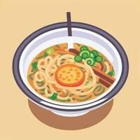 AI generated Ramen Noodle Portrait Avatar Clip Art Gamer Icon Sticker Decoration Simple Background photo