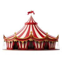 AI generated 3d realistic red circus tent with a white stripe png