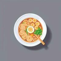 AI generated Ramen Noodle Portrait Avatar Clip Art Gamer Icon Sticker Decoration Simple Background photo