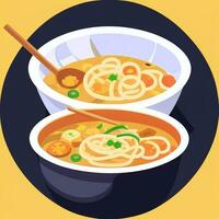 ai generado ramen fideos retrato avatar acortar Arte jugador icono pegatina decoración sencillo antecedentes foto