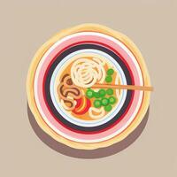 AI generated Ramen Noodle Portrait Avatar Clip Art Gamer Icon Sticker Decoration Simple Background photo