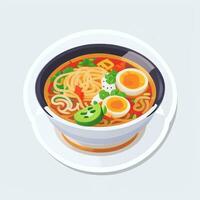 AI generated Ramen Noodle Portrait Avatar Clip Art Gamer Icon Sticker Decoration Simple Background photo