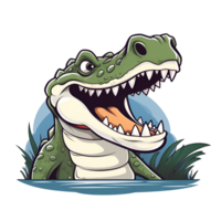 AI generated Cartoon Style Crocodile Alligator Illustration No Background Perfect for Print on Demand Merchandise AI Generative png