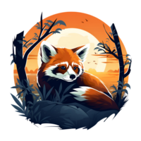 AI generated Artistic Style Red Panda Illustration Painting Drawing No Background Perfect for Print on Demand Merchandise AI Generative png