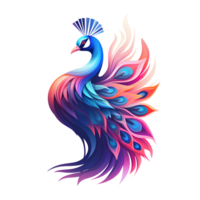 Peacock Artistic Style Drawing Painting Cartoon Style Illustration No Background Perfect for Print on Demand Merchandise AI Generative png
