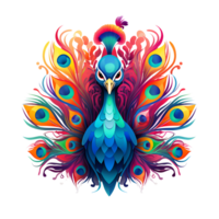Peacock Artistic Style Drawing Painting Cartoon Style Illustration No Background Perfect for Print on Demand Merchandise AI Generative png