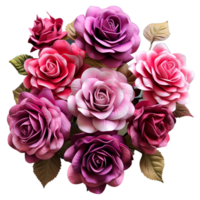 AI generated Artistic Style Rose Bouquet Flower Bouquet No Background Perfect for Print on Demand Merchandise AI Generative png