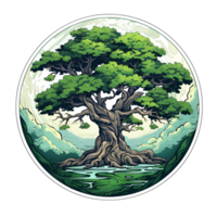 Giant Tree Cartoon Tree Tree of Life No Background Perfect for Print on Demand Merchandise AI Generative png