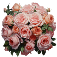 AI generated Artistic Style Rose Bouquet Flower Bouquet No Background Perfect for Print on Demand Merchandise AI Generative png