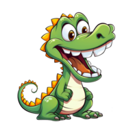 AI generated Cartoon Style Crocodile Alligator Illustration No Background Perfect for Print on Demand Merchandise AI Generative png