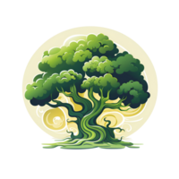 Giant Tree Cartoon Tree Tree of Life No Background Perfect for Print on Demand Merchandise AI Generative png