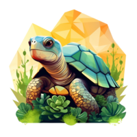 AI generated Artistic Style Tortoise Turtle Illustration Cartoon Style Painting Drawing No Background Perfect for Print on Demand Merchandise AI Generative png