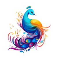 Peacock Artistic Style Drawing Painting Cartoon Style Illustration No Background Perfect for Print on Demand Merchandise AI Generative png