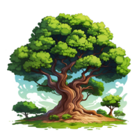 Giant Tree Cartoon Tree Tree of Life No Background Perfect for Print on Demand Merchandise AI Generative png