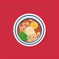 AI generated Ramen Noodle Portrait Avatar Clip Art Gamer Icon Sticker Decoration Simple Background photo