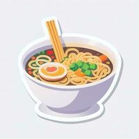 AI generated Ramen Noodle Portrait Avatar Clip Art Gamer Icon Sticker Decoration Simple Background photo