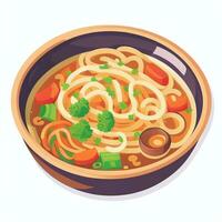 AI generated Ramen Noodle Portrait Avatar Clip Art Gamer Icon Sticker Decoration Simple Background photo