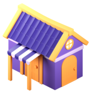 3d estilizado casa. objeto em uma transparente fundo png