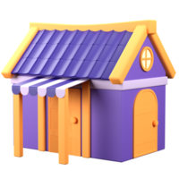 3D Stylized House. Object on a transparent background png