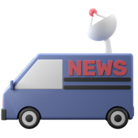 3D rendering of an isometric news car illustration. Object on a transparent background. png