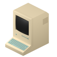 3d renderen van een retro computer illustratie png