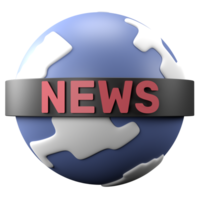 3D rendering of a news globe illustration. Object on a transparent background. png