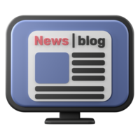 3D rendering of a news blog illustration. Object on a transparent background. png