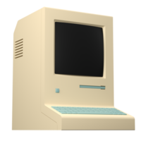 3D rendering of a retro computer illustration png