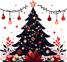 AI generated Christmas Tree With Lights Illustration Generative Ai png
