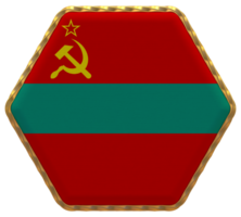 Transnistria Flag in Hexagon Shape with Gold Border, Bump Texture, 3D Rendering png