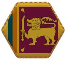 Sri Lanka Flag in Hexagon Shape with Gold Border, Bump Texture, 3D Rendering png