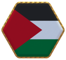 Palestine Flag in Hexagon Shape with Gold Border, Bump Texture, 3D Rendering png