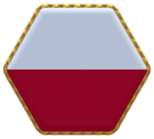 Poland Flag in Hexagon Shape with Gold Border, Bump Texture, 3D Rendering png