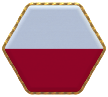 Poland Flag in Hexagon Shape with Gold Border, Bump Texture, 3D Rendering png