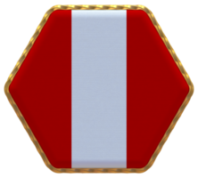 Peru Flag in Hexagon Shape with Gold Border, Bump Texture, 3D Rendering png