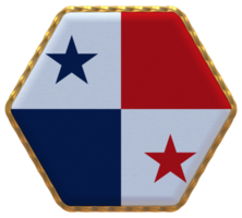 Panama drapeau dans hexagone forme avec or frontière, bosse texture, 3d le rendu png