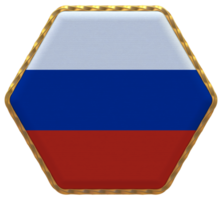 Russia Flag in Hexagon Shape with Gold Border, Bump Texture, 3D Rendering png