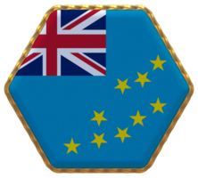 Tuvalu vlag in zeshoek vorm met goud grens, buil textuur, 3d renderen png