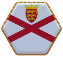 Bailiwick of Jersey Flag in Hexagon Shape with Gold Border, Bump Texture, 3D Rendering png