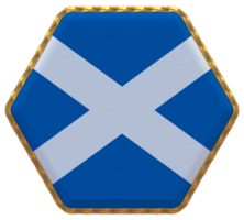 Scotland Flag in Hexagon Shape with Gold Border, Bump Texture, 3D Rendering png