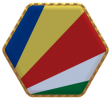 seychelles bandeira dentro hexágono forma com ouro fronteira, colisão textura, 3d Renderização png