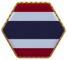 Thailand Flag in Hexagon Shape with Gold Border, Bump Texture, 3D Rendering png