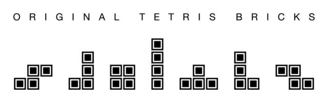 Original tetris 7 vector bricks from a vintage nostalgic game