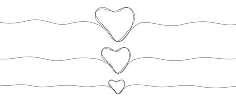 Heart drawn in one line by hand. Hand drawn vector illustration.