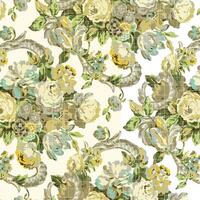 White and green floral textile design vector