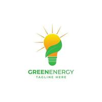 Bulb green energy leaf logo design template vector